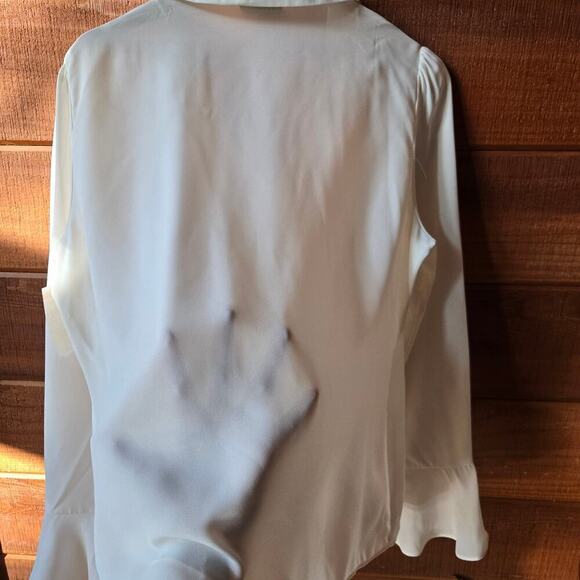 NWT Halogen Womens Semi-Sheer Button Up Blouse Size L Old Money Minimalist Fairy - Picture 5 of 9